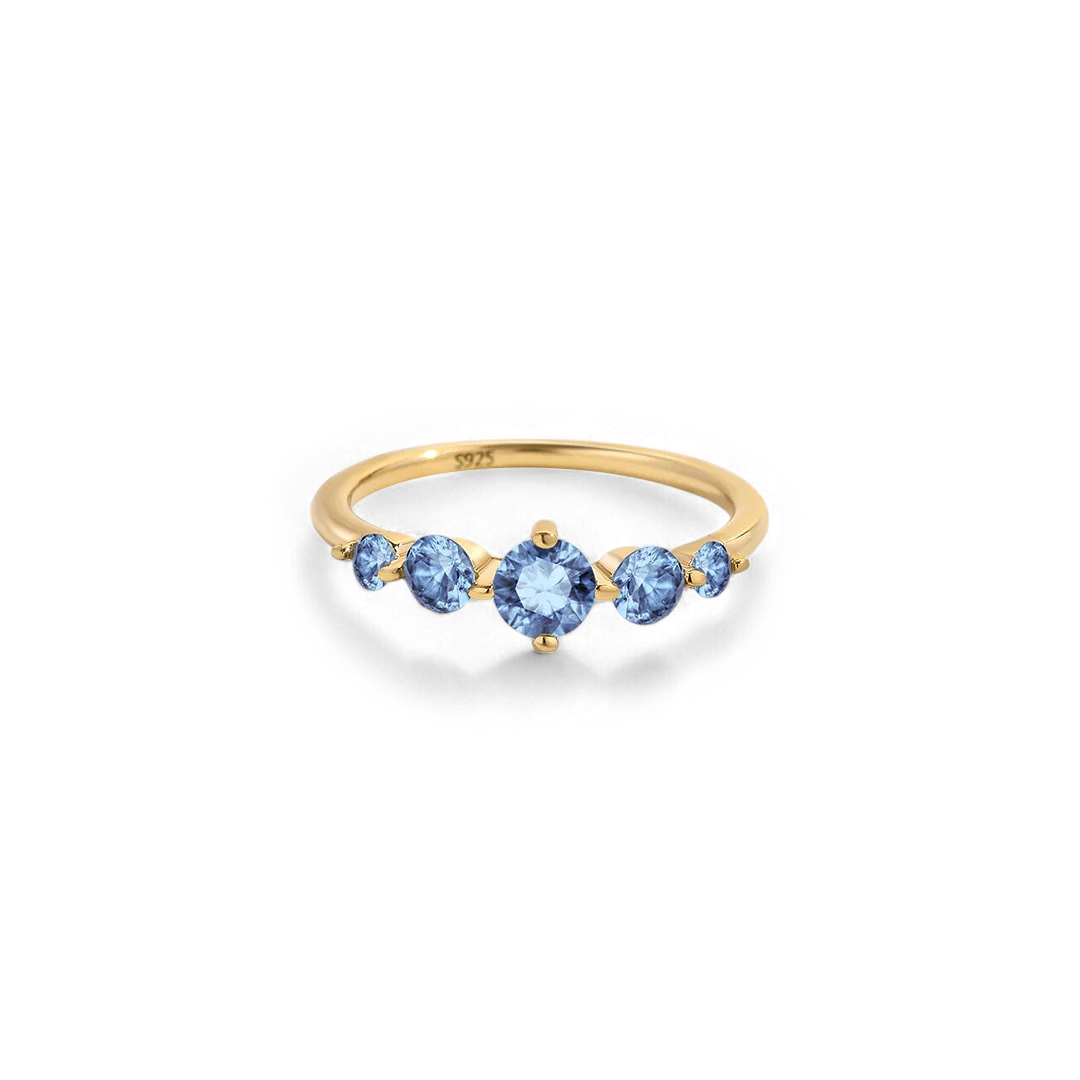 Bague de déclaration à cinq pierres de naissance