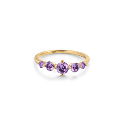 Bague de déclaration à cinq pierres de naissance