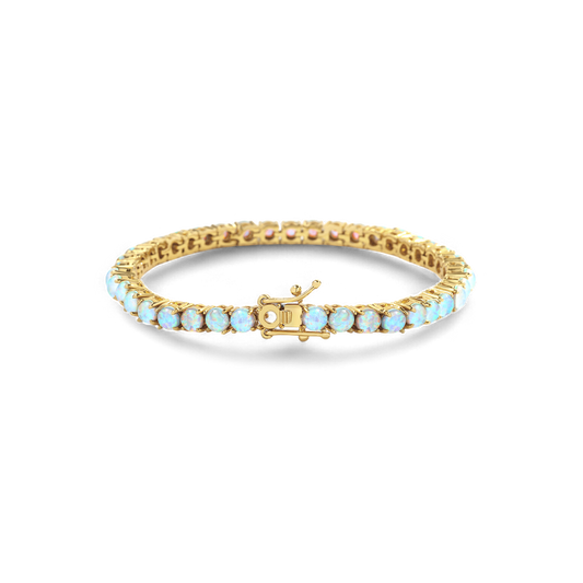 Bracelet de tennis en opale bleue