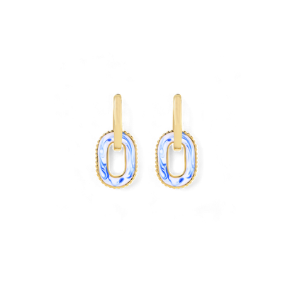Boucles d'oreilles à maillons en porcelaine bleue