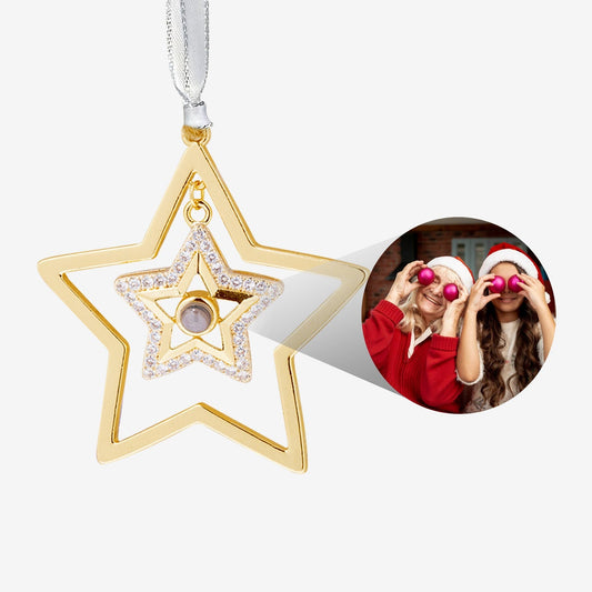 Weihnachts-Doppelstern-Foto-Ornament