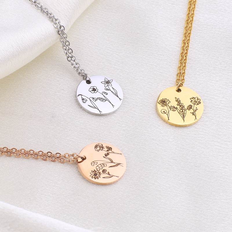 Collier bouquet de fleurs de naissance