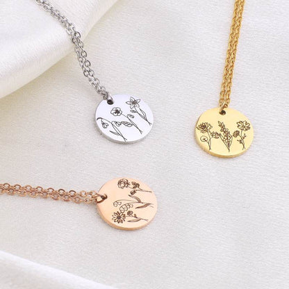 Collier bouquet de fleurs de naissance