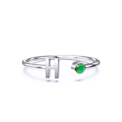 Zierlicher Geburtsstein-Initialenring