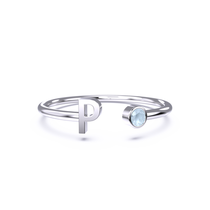 Zierlicher Geburtsstein-Initialenring