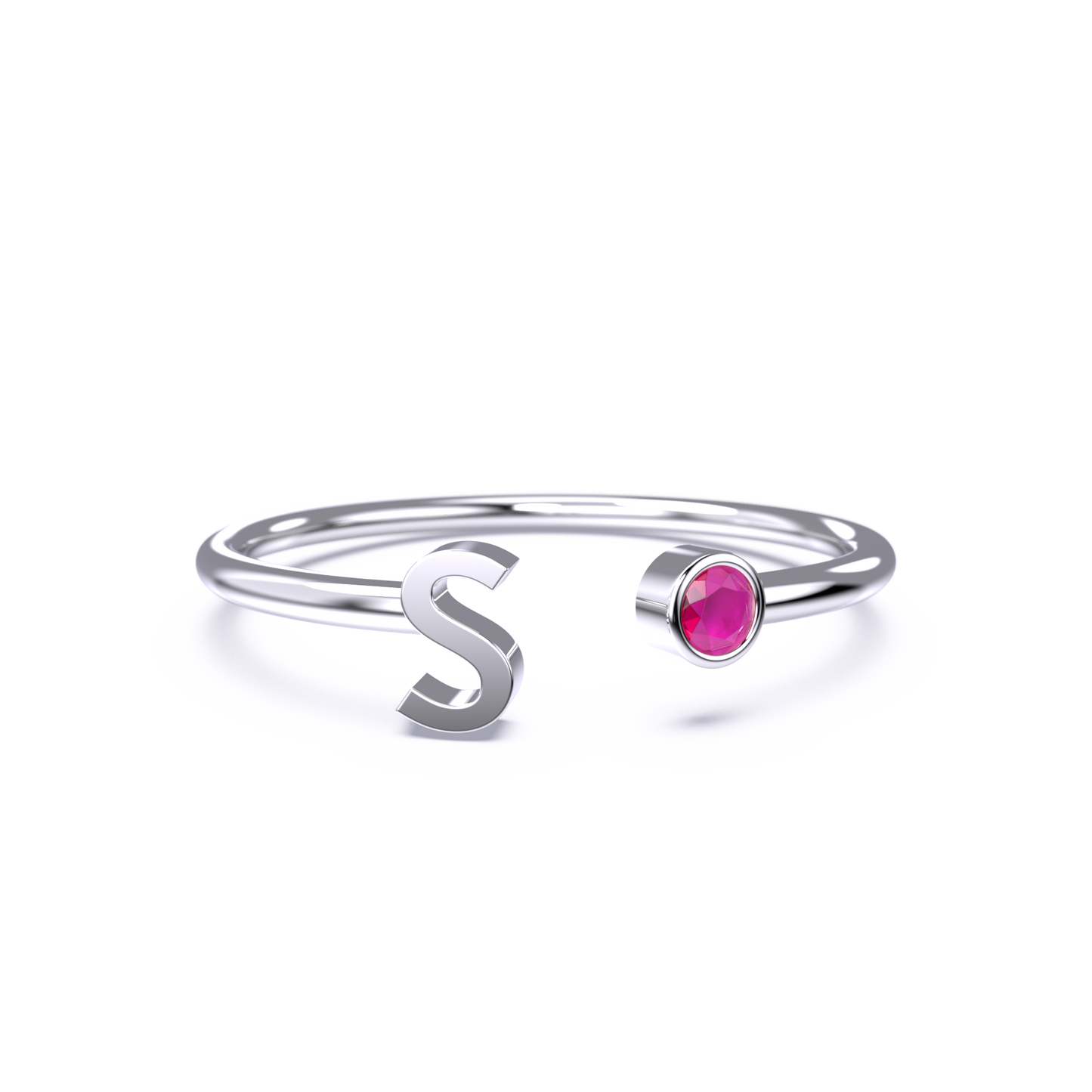 Zierlicher Geburtsstein-Initialenring