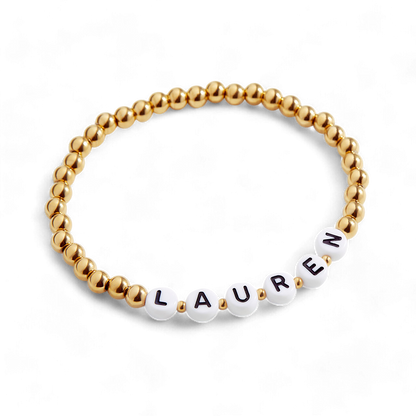 Custom Gold Beaded Name Bracelet