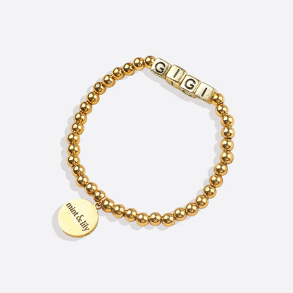 Bracelet d'amitié personnalisé en perles d'or imperméables