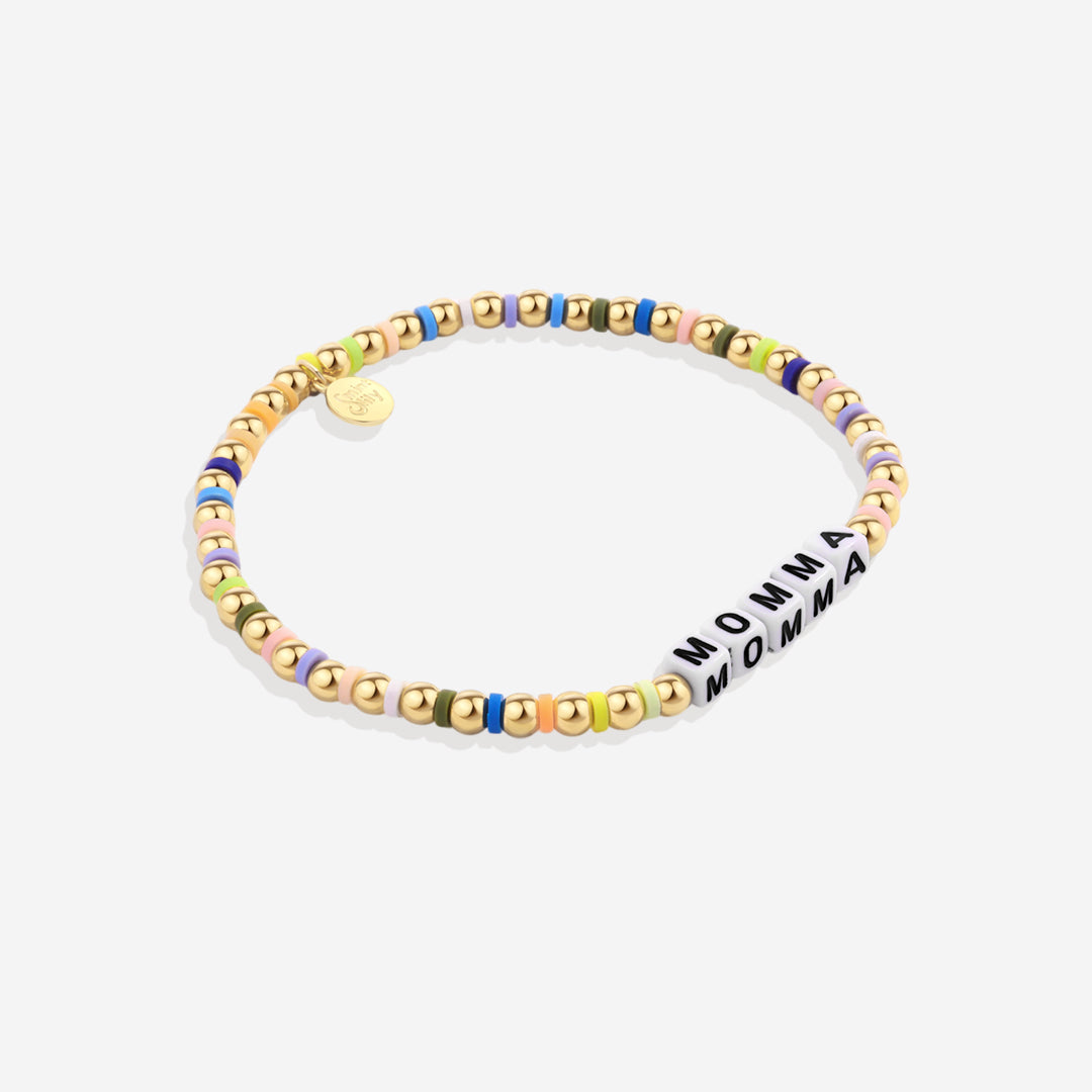 Bracelet d'amitié personnalisé en perles arc-en-ciel dorées et imperméables