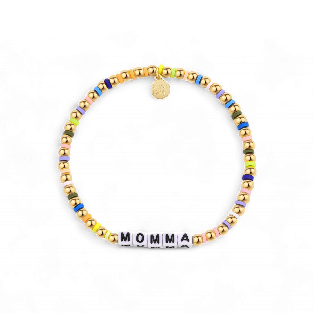 Bracelet d'amitié personnalisé en perles arc-en-ciel dorées et imperméables