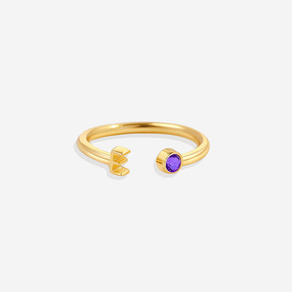 Zierlicher Geburtsstein-Initialenring