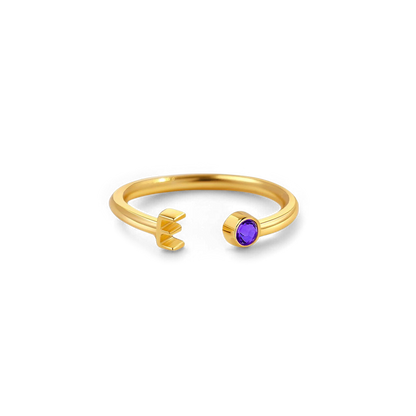 Zierlicher Geburtsstein-Initialenring