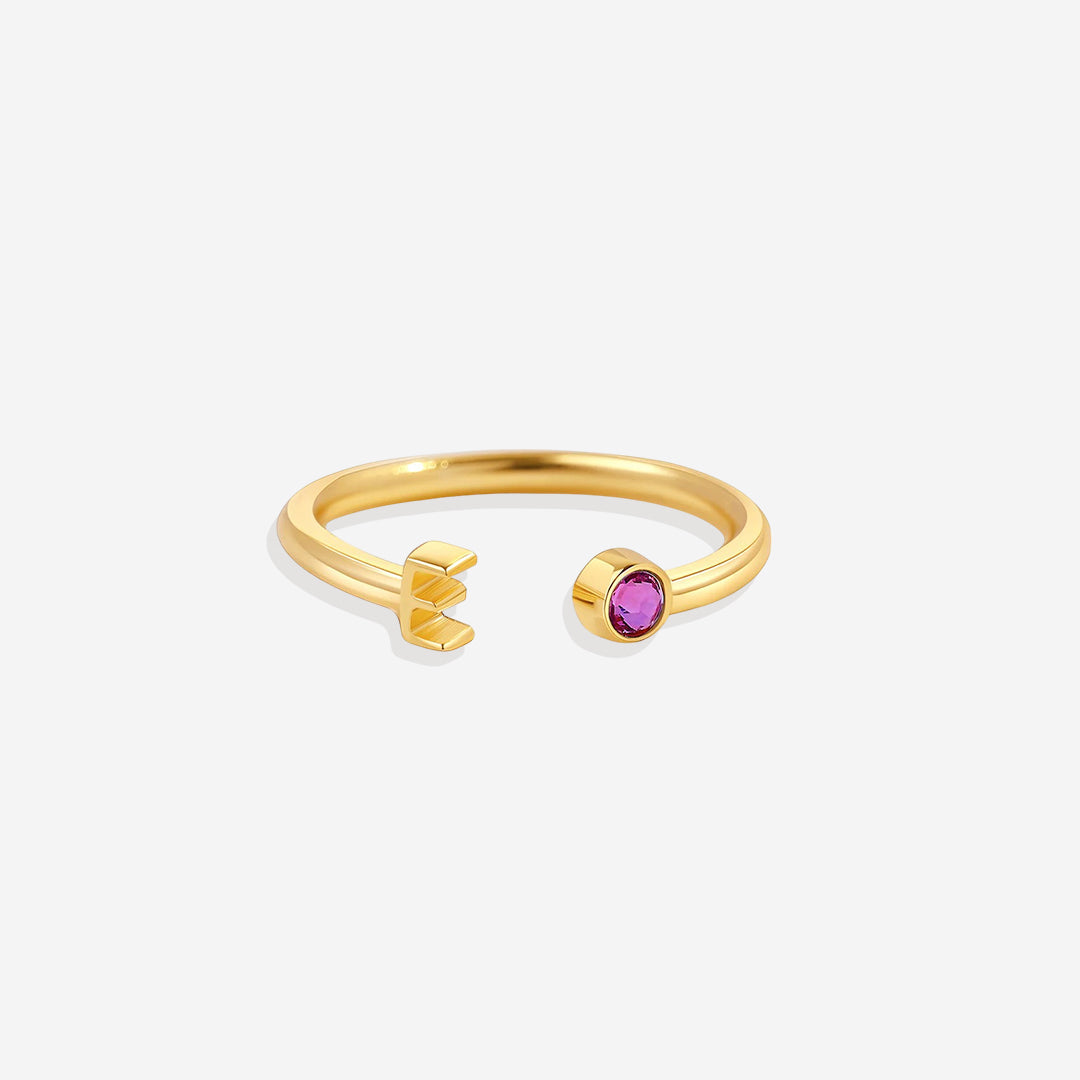 Zierlicher Geburtsstein-Initialenring
