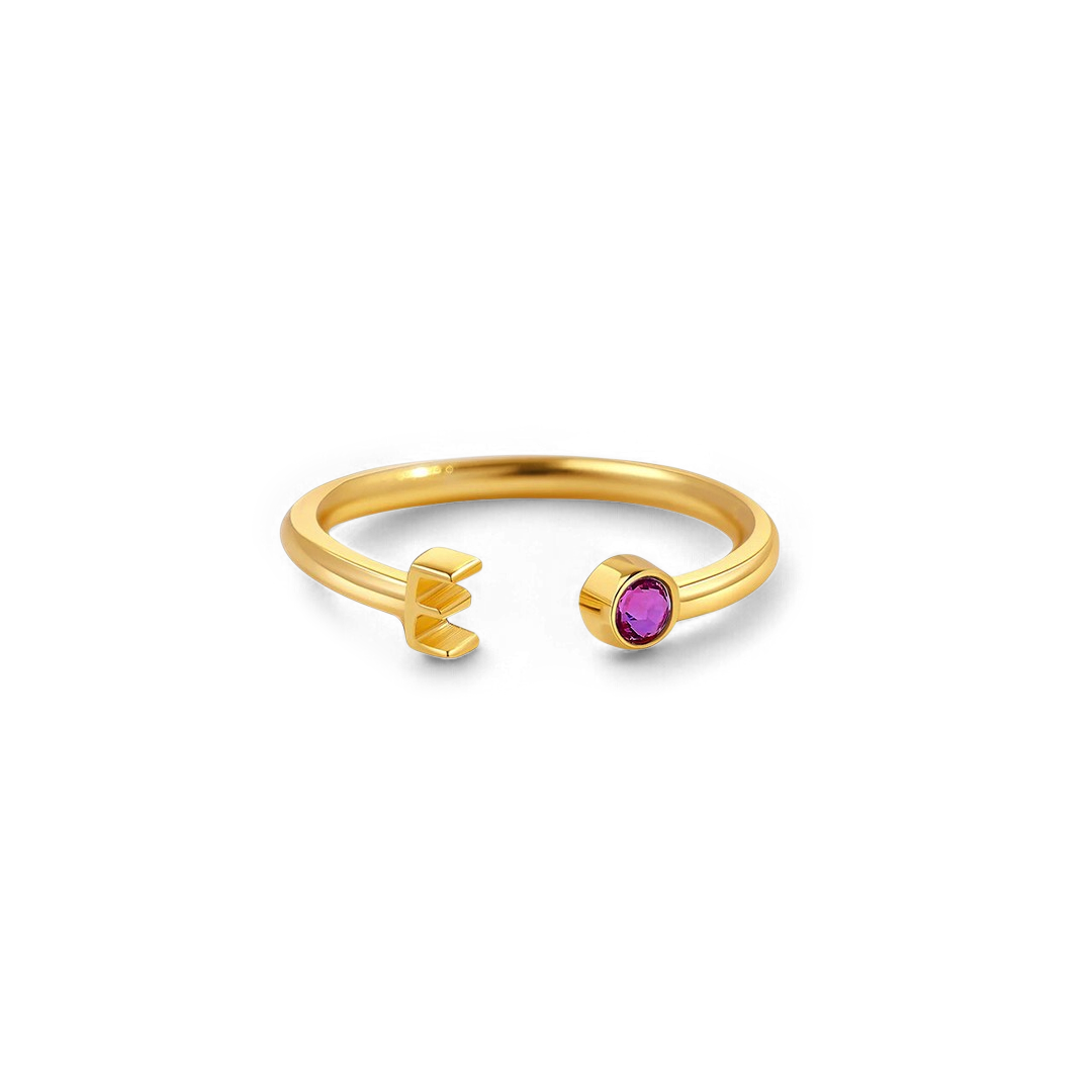 Zierlicher Geburtsstein-Initialenring