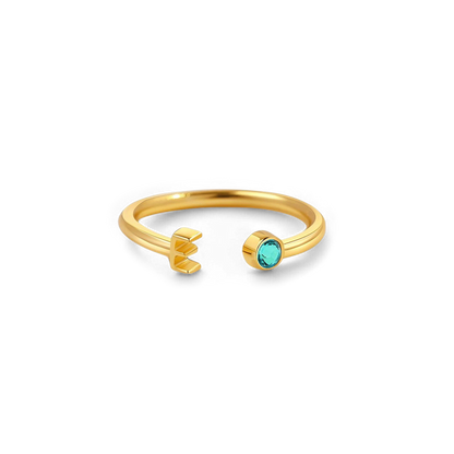 Zierlicher Geburtsstein-Initialenring
