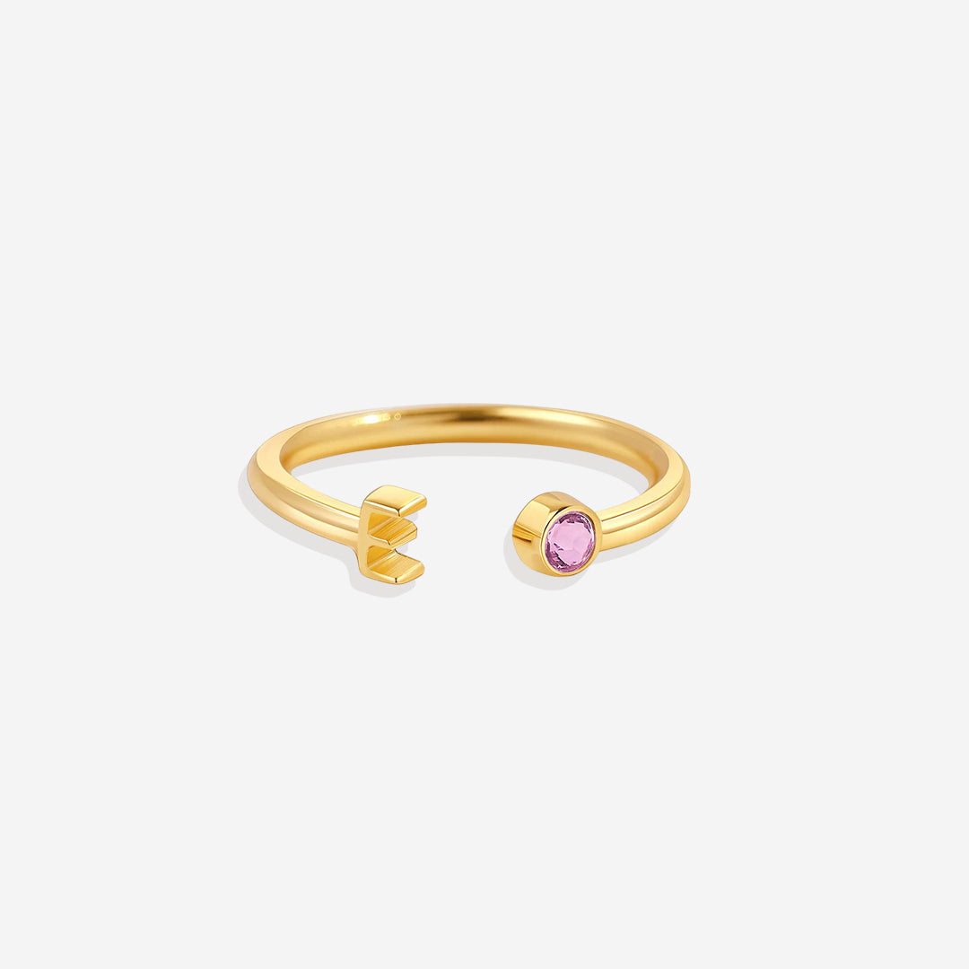 Zierlicher Geburtsstein-Initialenring