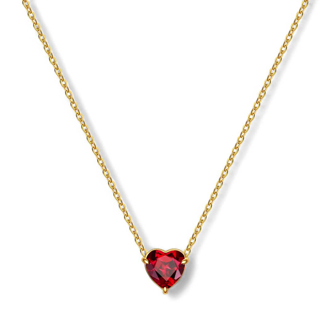 Collier délicat en forme de cœur avec pierre de naissance