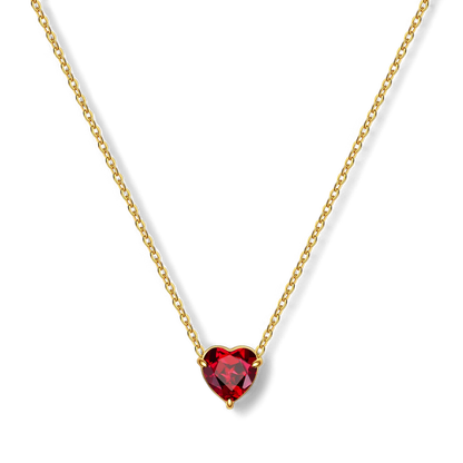 Collier délicat en forme de cœur avec pierre de naissance