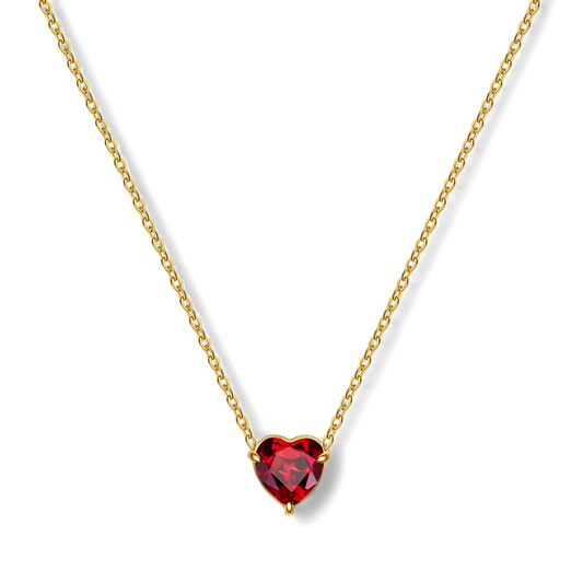 Collier délicat en forme de cœur avec pierre de naissance