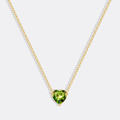 Collier délicat en forme de cœur avec pierre de naissance