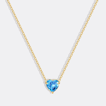 Collier délicat en forme de cœur avec pierre de naissance
