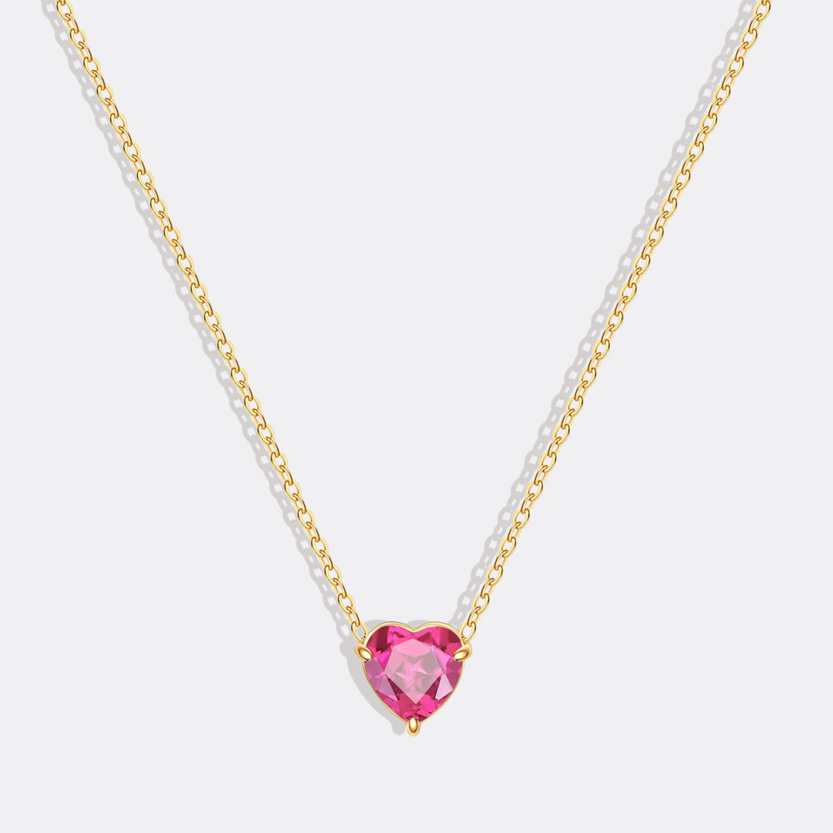 Collier délicat en forme de cœur avec pierre de naissance