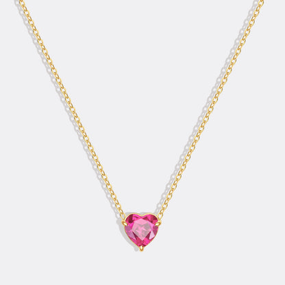 Collier délicat en forme de cœur avec pierre de naissance