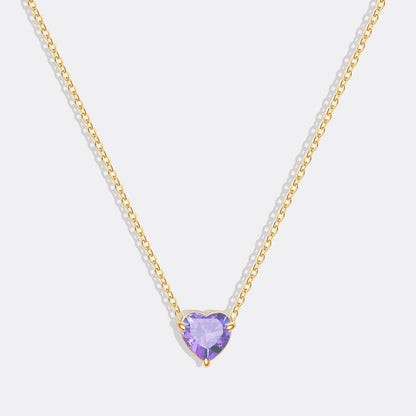 Collier délicat en forme de cœur avec pierre de naissance