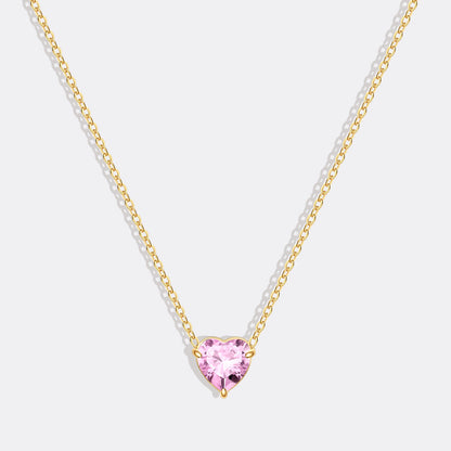 Collier délicat en forme de cœur avec pierre de naissance