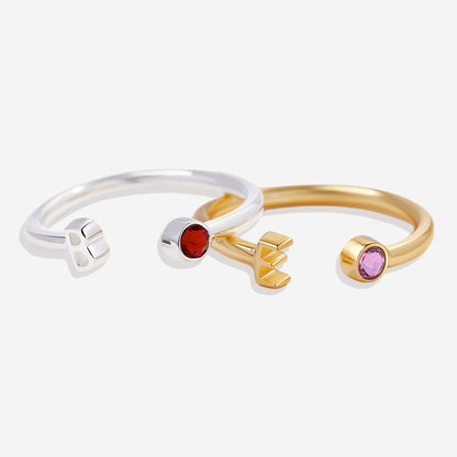 Zierlicher Geburtsstein-Initialenring