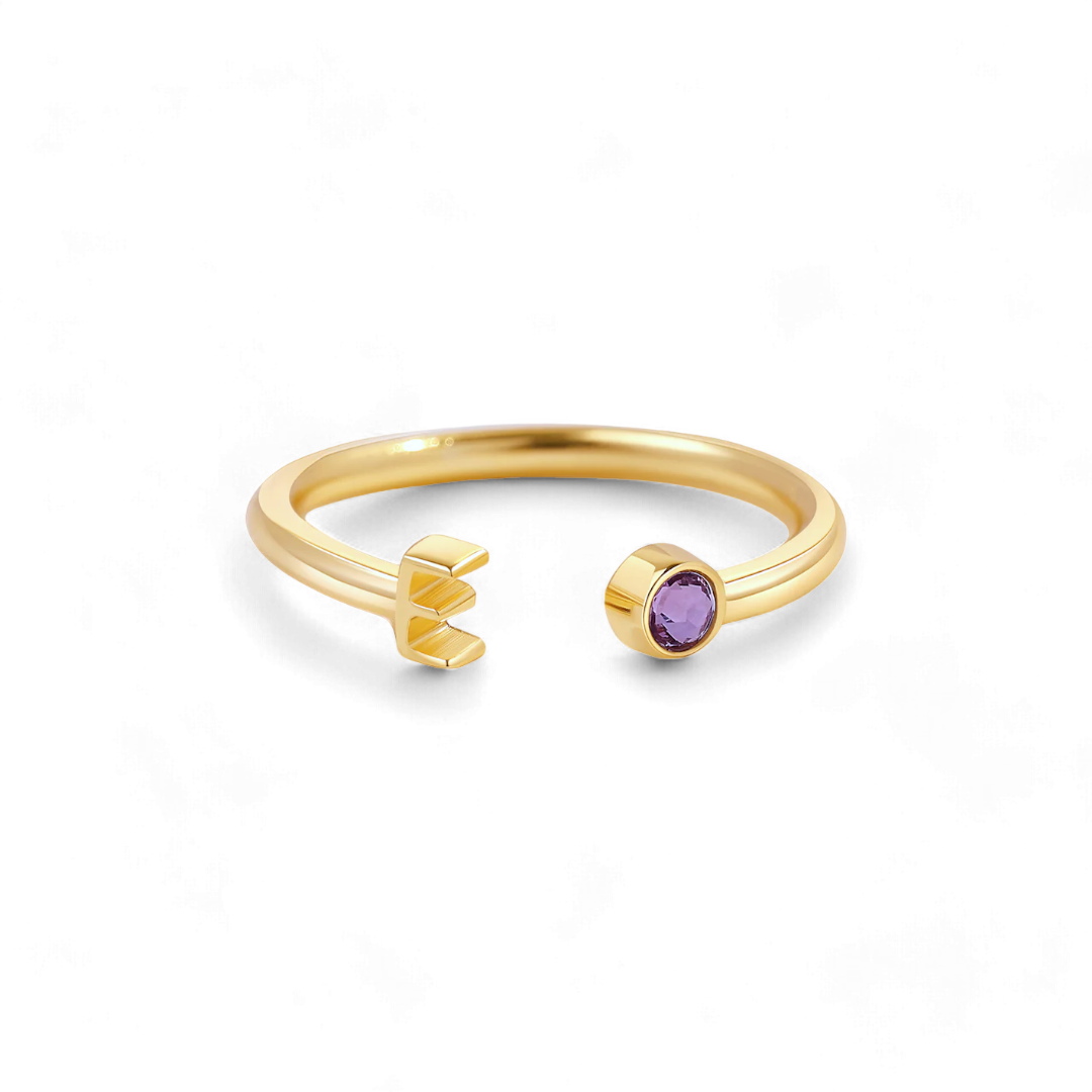 Zierlicher Geburtsstein-Initialenring