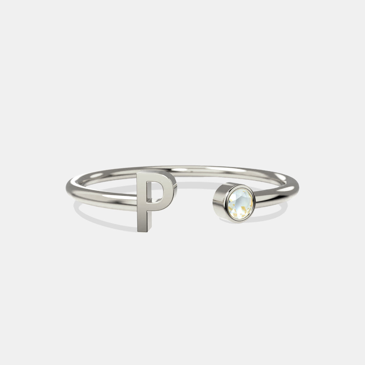 Zierlicher Geburtsstein-Initialenring