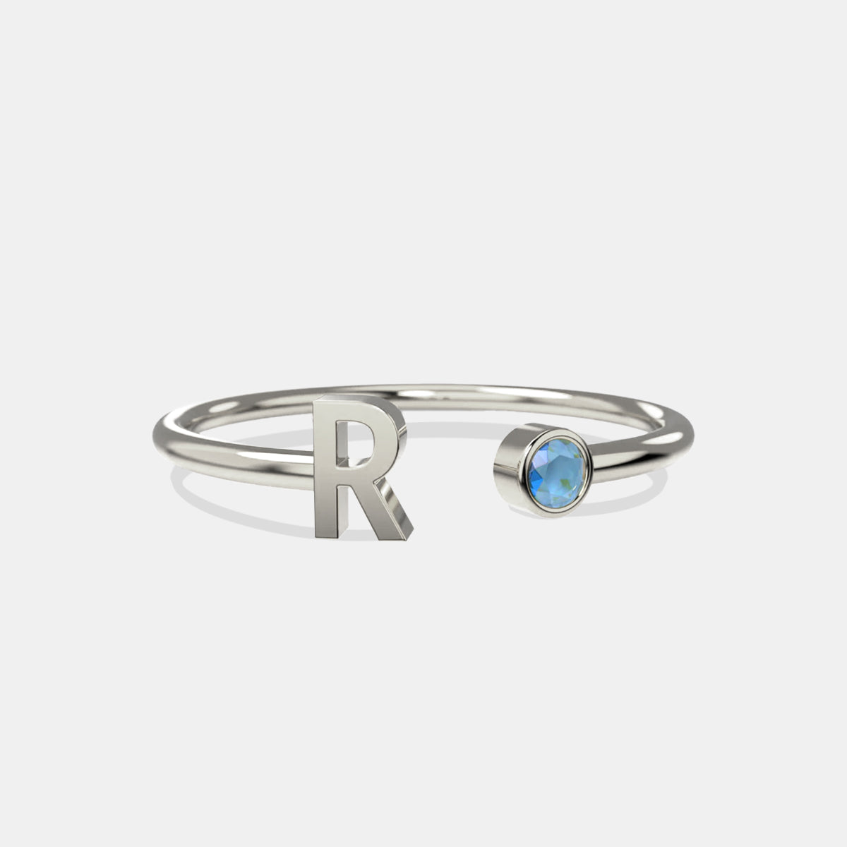 Zierlicher Geburtsstein-Initialenring