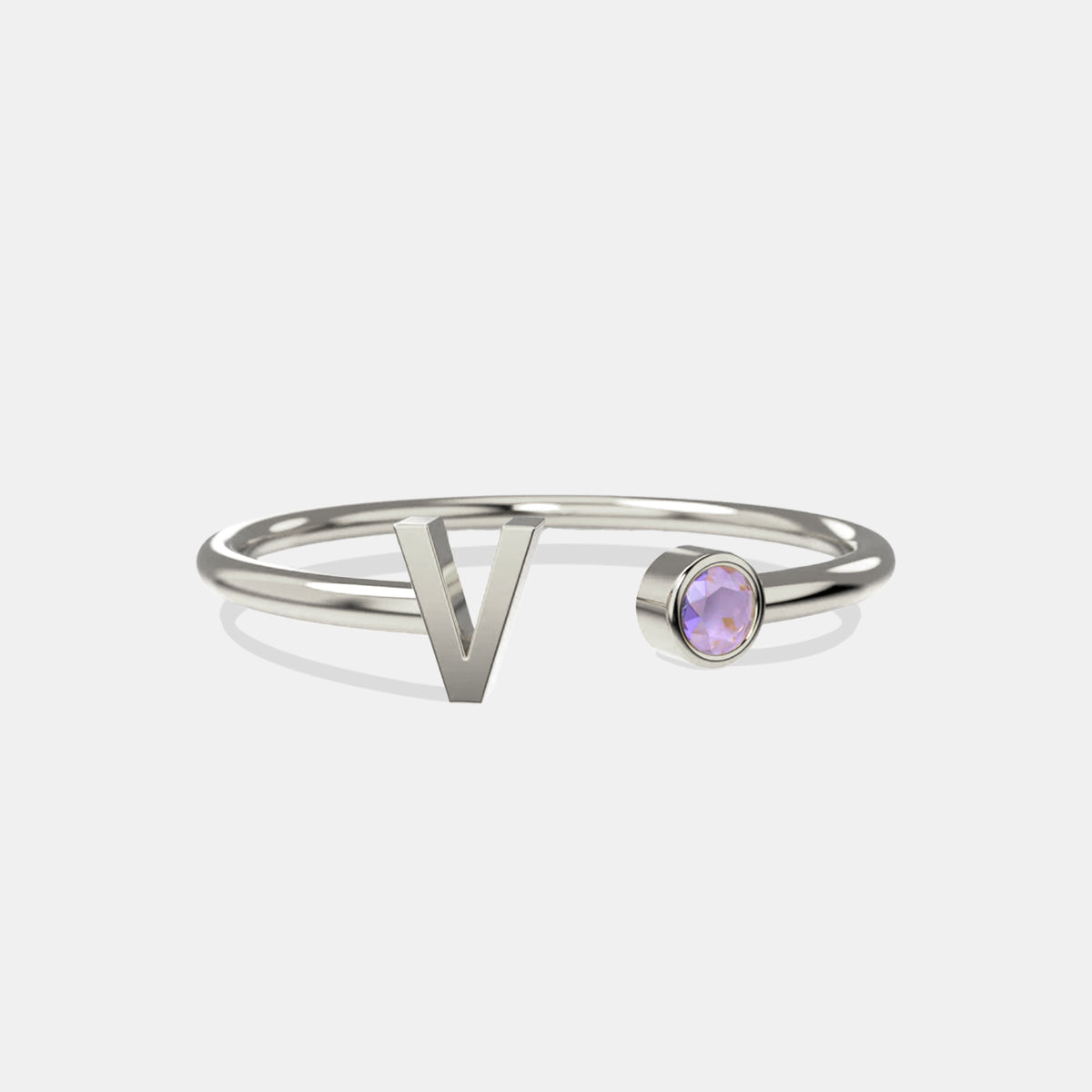 Zierlicher Geburtsstein-Initialenring