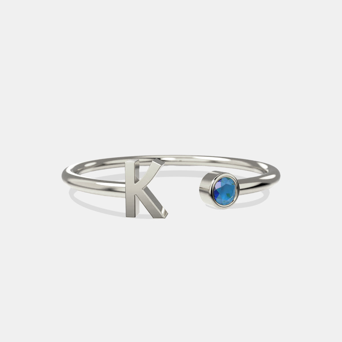 Zierlicher Geburtsstein-Initialenring
