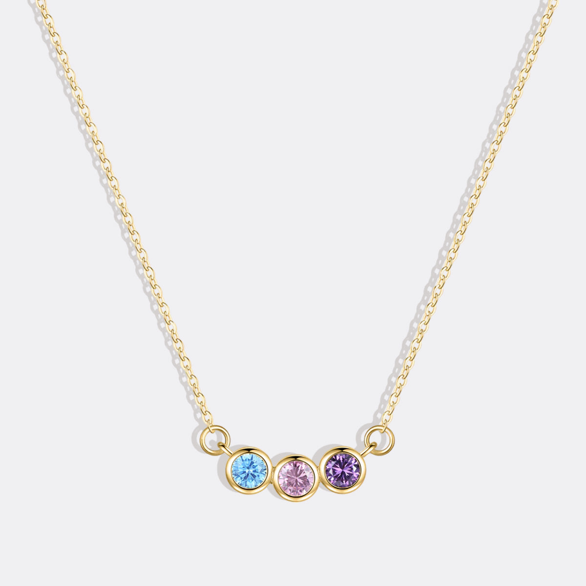 Collier délicat avec pierres de naissance pour la famille