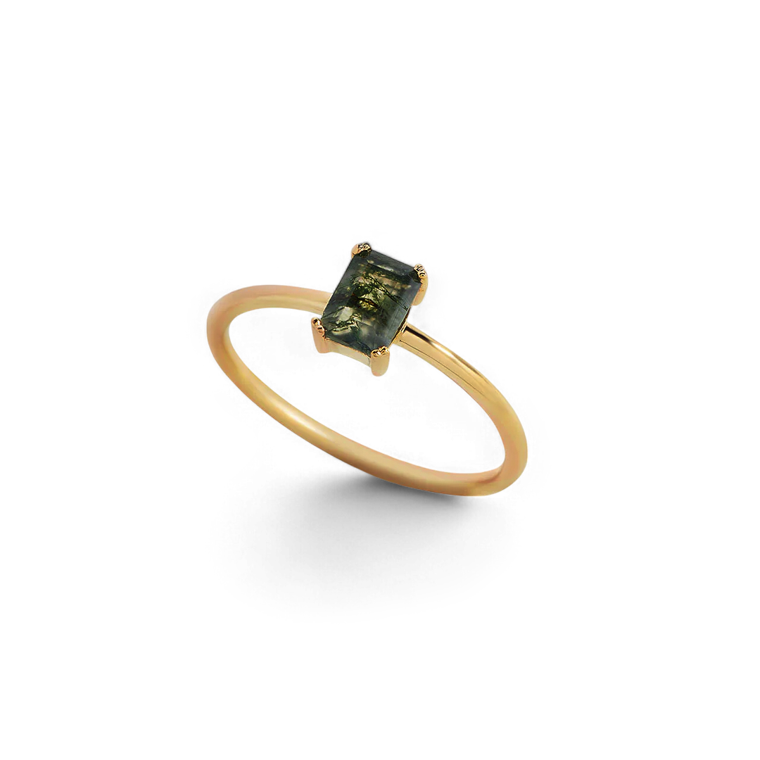 Bague délicate en agate mousse