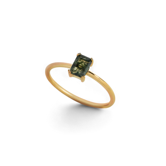 Bague délicate en agate mousse