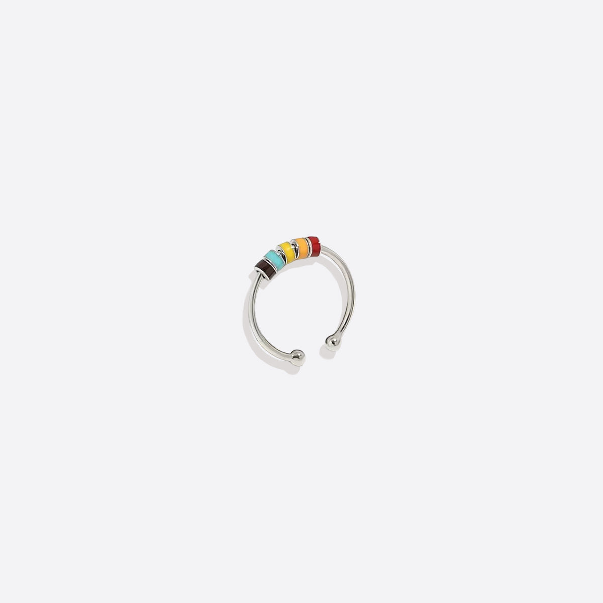 Spinnender Zappelring mit Emaille-Perlen
