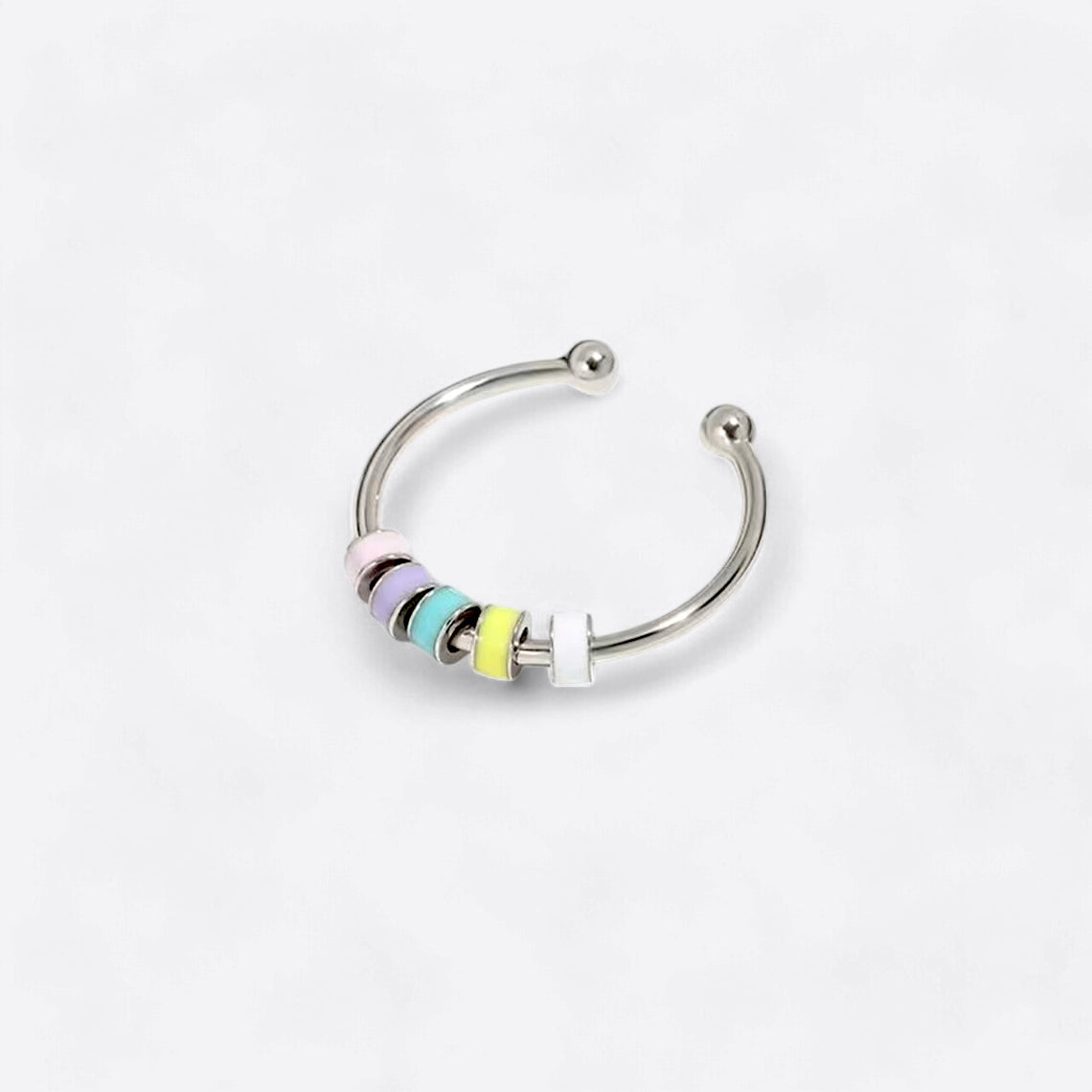 Spinnender Zappelring mit Emaille-Perlen