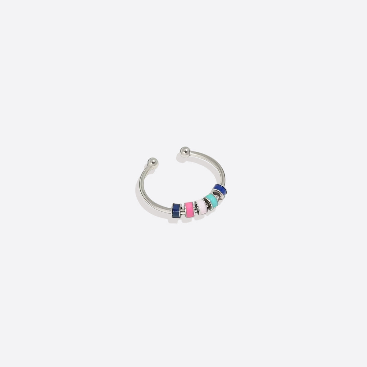 Spinnender Zappelring mit Emaille-Perlen