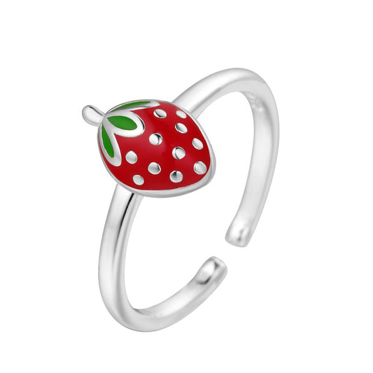 Bague fraise en émail