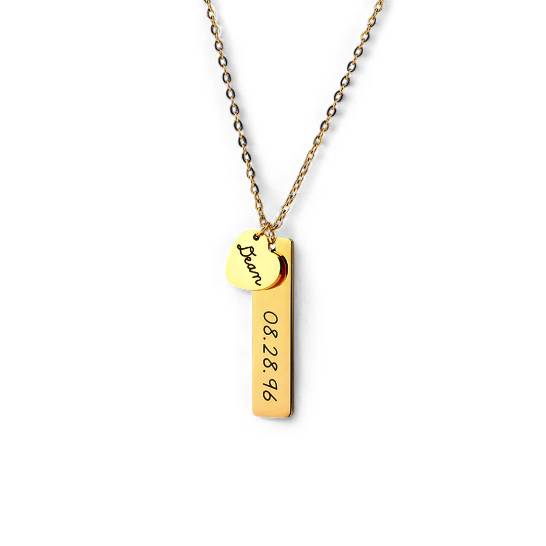 Collier avec pendentif en forme de cœur gravé • Cadeau pour meilleur ami