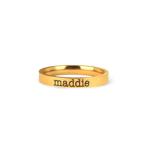 Bague gravée empilable avec nom | Bande de 3 mm