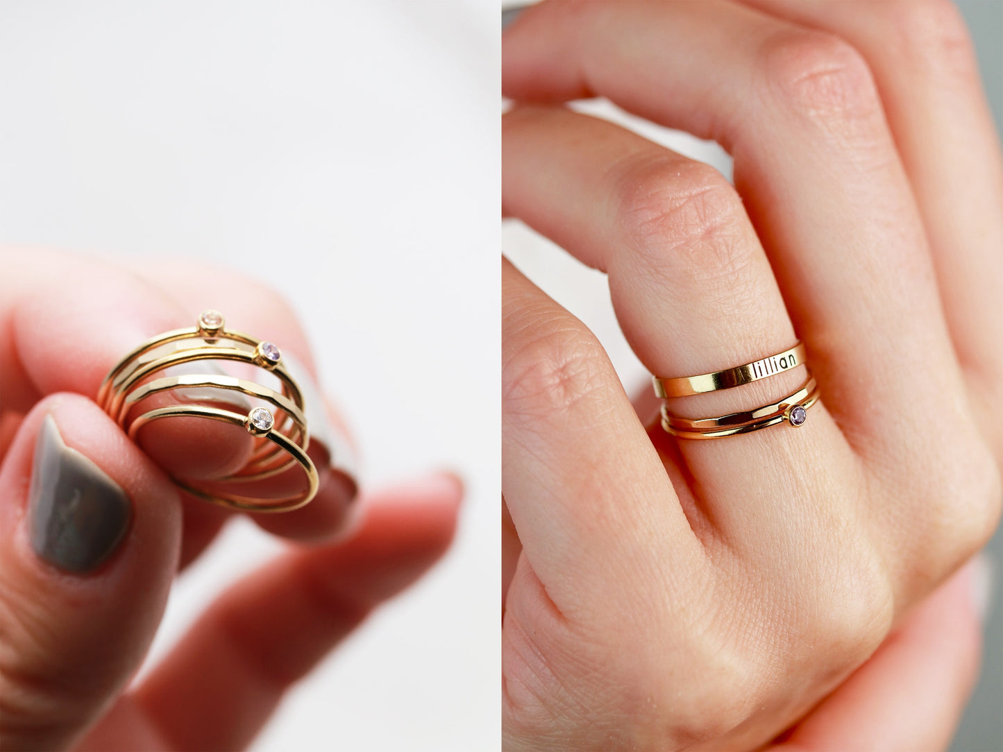 Bague empilable martelée
