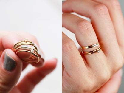 Bague empilable martelée