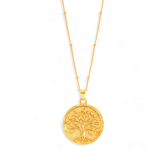 Collier avec pendentif en vermeil représentant l'arbre de vie