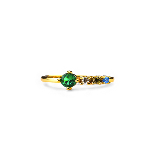 Bague avec pierres de naissance familiales