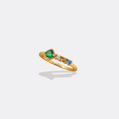 Bague avec pierres de naissance familiales
