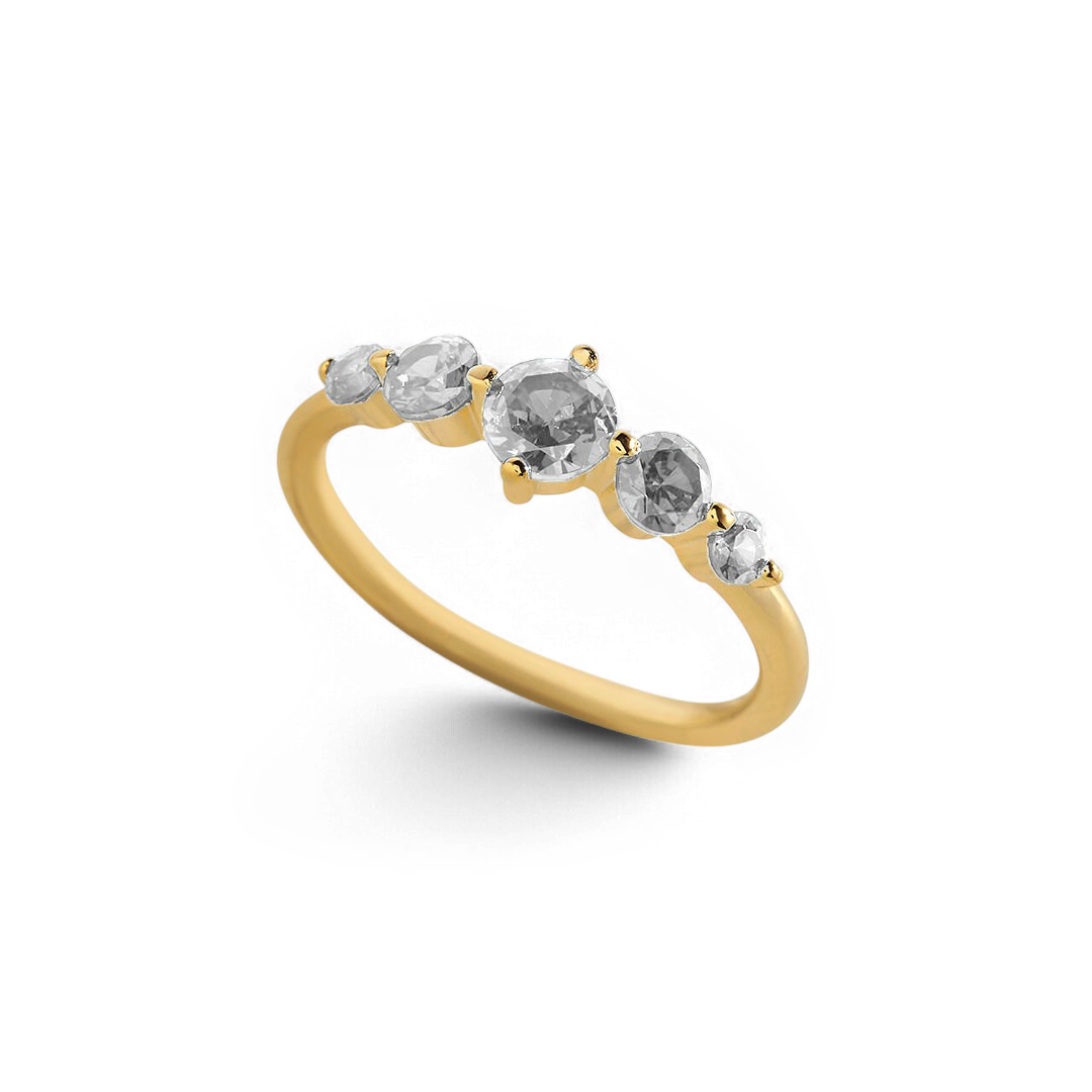 Bague de déclaration à cinq pierres de naissance